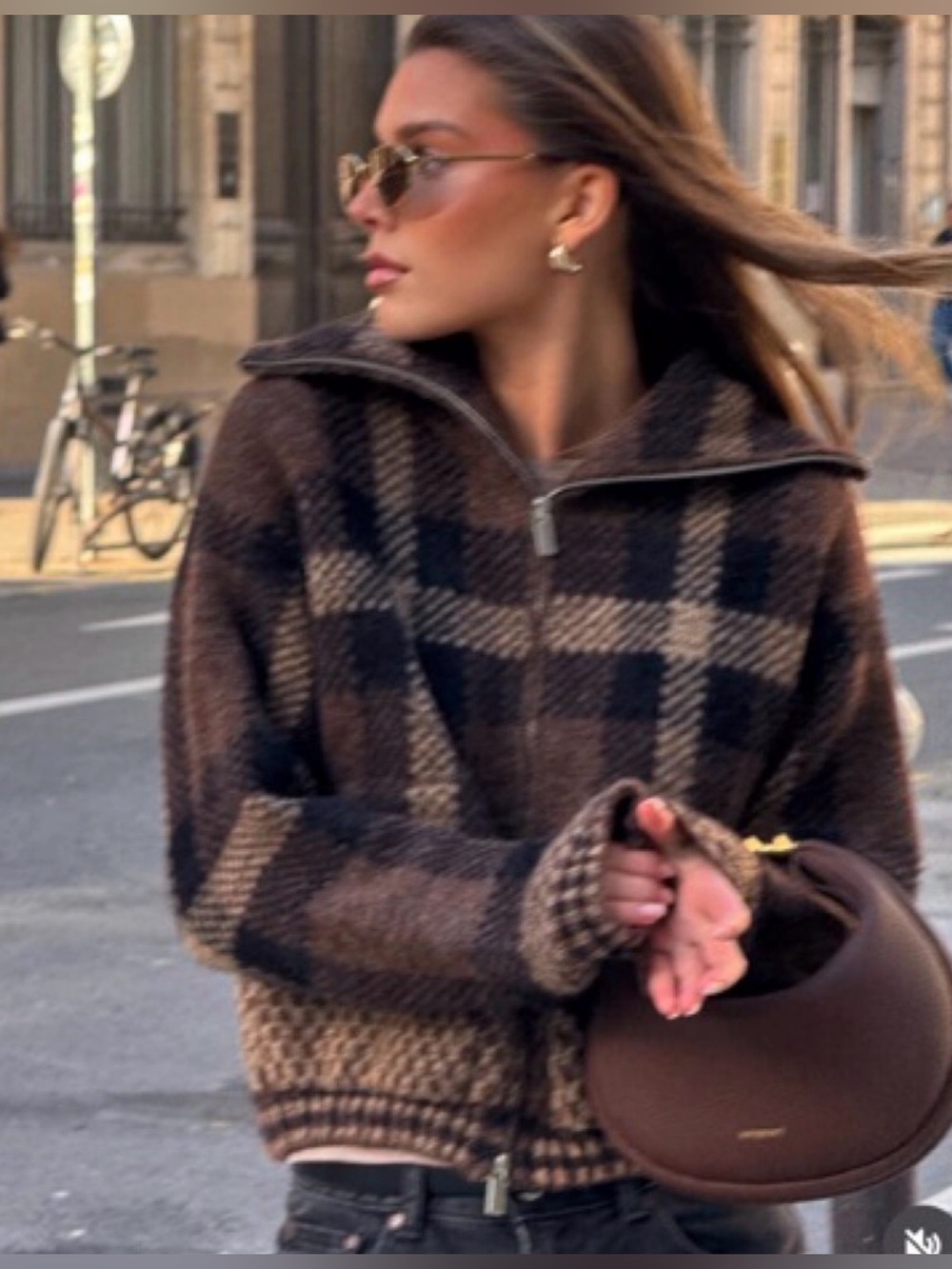 NWT Zara checkered knit bomber jacket